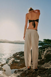 Pantalon coupe barrel en lin