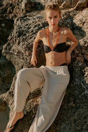 Pantalon coupe barrel en lin