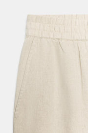 Pantalon coupe barrel en lin
