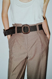 Pantalon à rayures avec ceinture