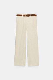 Pantalon-culotte en lin avec ceinture