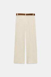 Pantalon-culotte en lin avec ceinture