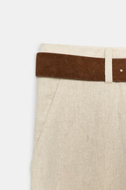 Pantalon-culotte en lin avec ceinture