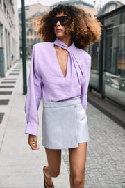 Jupe-culotte croisée effet cuir