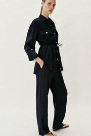 Pantalon droit effet froissé