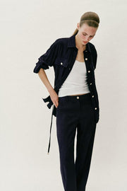 Pantalon droit effet froissé