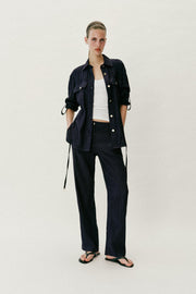 Pantalon droit effet froissé