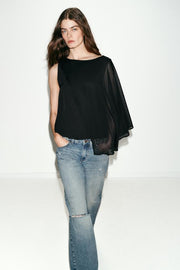 Blouse contrastée effet cape