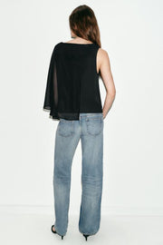 Blouse contrastée effet cape