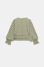 Veste à lien noué et carreaux vichy