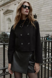 Jupe-culotte croisée effet cuir