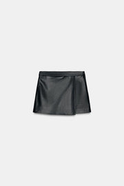Jupe-culotte croisée effet cuir
