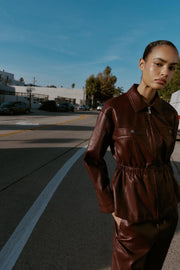 Veste effet cuir à taille élastique