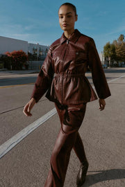 Veste effet cuir à taille élastique