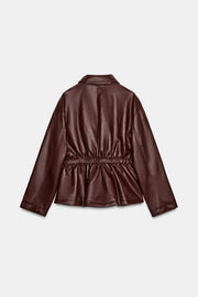Veste effet cuir à taille élastique