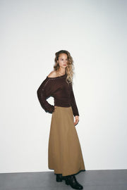 Jupe midi en nylon