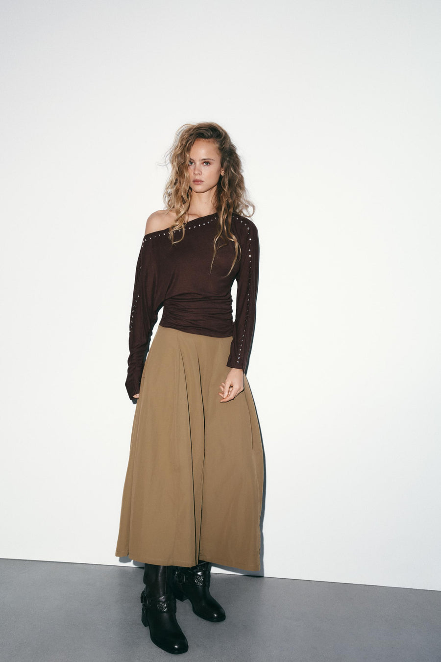 Jupe midi en nylon
