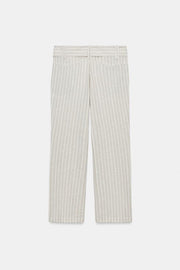 Pantalon en lin à rayures avec ceinture