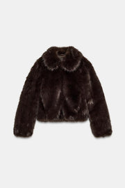 Manteau court effet fourrure