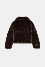 Manteau court effet fourrure