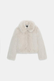 Manteau court effet fourrure à fermeture zippée