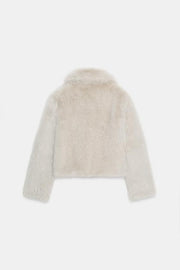 Manteau court effet fourrure à fermeture zippée