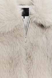 Manteau court effet fourrure à fermeture zippée