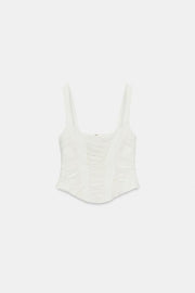 Top corset contrasté en tulle