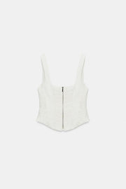 Top corset contrasté en tulle