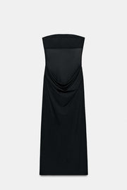 Robe midi contrastée drapée