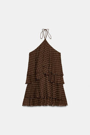 Robe dos-nu à volants à pois