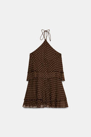 Robe dos-nu à volants à pois