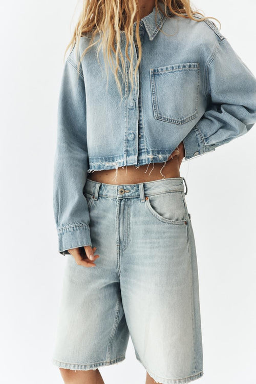 Bermuda baggy en denim TRF taille mi-haute