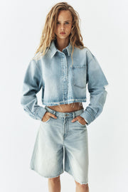 Bermuda baggy en denim TRF taille mi-haute