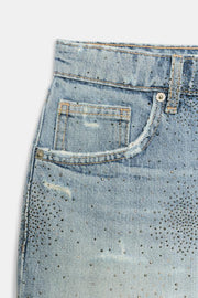 Short arrondi en denim TRF taille haute