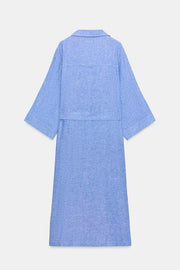 Robe midi en lin avec ceinture