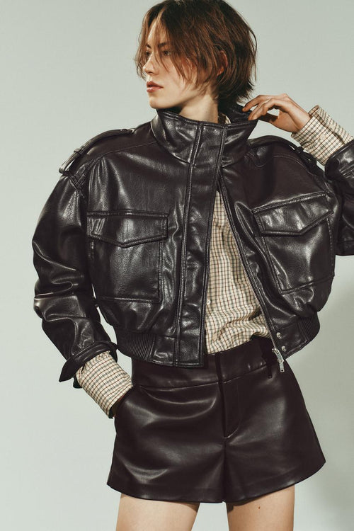 Blouson court effet cuir