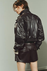 Blouson court effet cuir