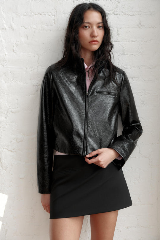 Veste courte effet cuir