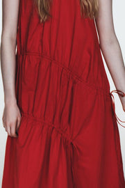 Robe midi en nylon avec liens à nouer