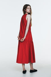 Robe midi en nylon avec liens à nouer