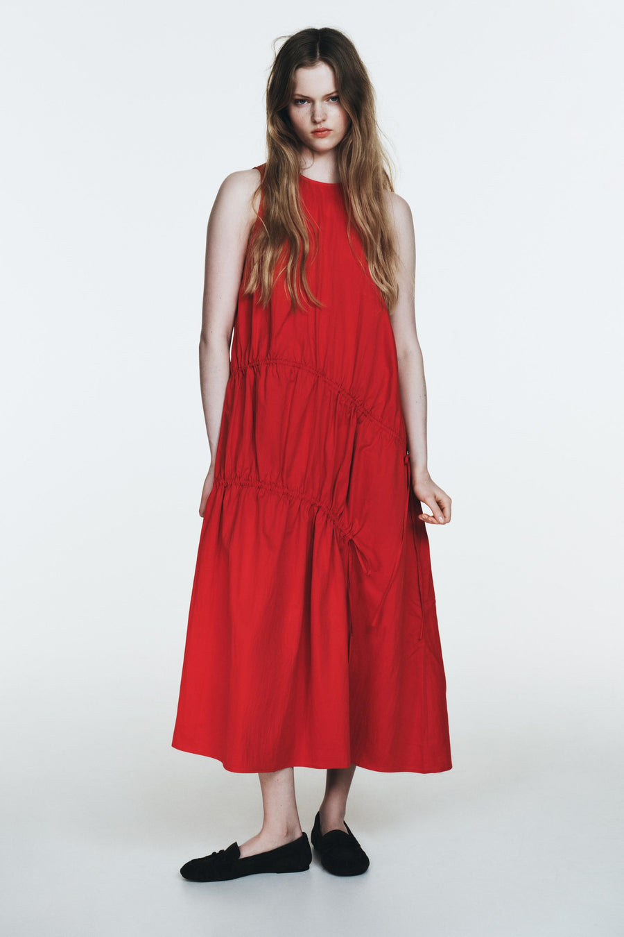 Robe midi en nylon avec liens à nouer