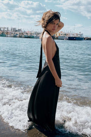 Robe midi dos-nu satinée
