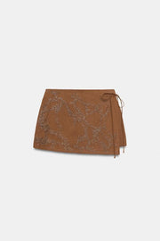 Jupe-culotte à lien noué et perles