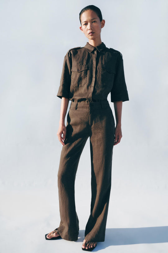 Pantalon coupe évasée 100 % lin ZW Collection