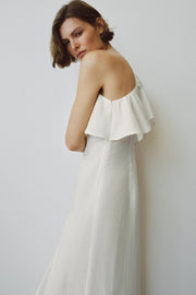 Robe asymétrique à volants en mélange de lin ZW Collection