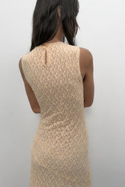 Robe midi en dentelle à fronces