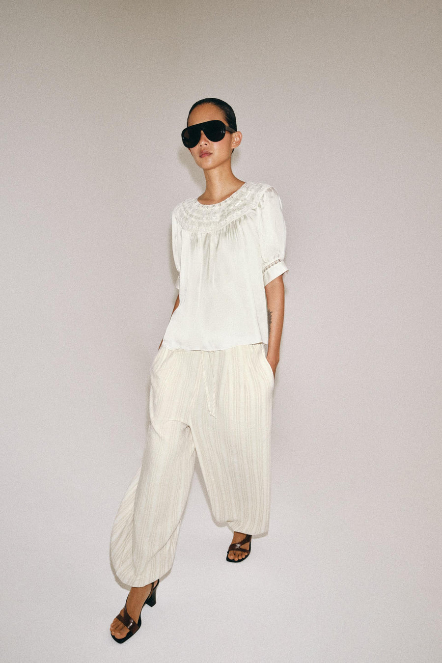 Pantalon bouffant à rayures ZW Collection
