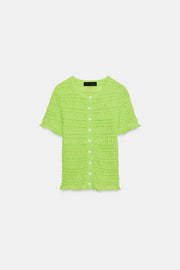 Veste en maille smockée