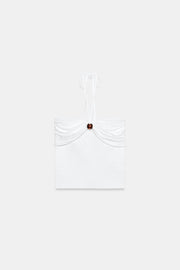 Top bandeau en maille à détail boule